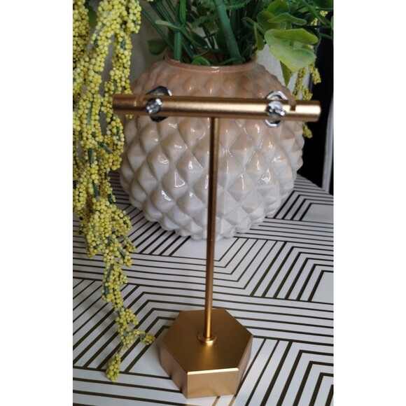 Faux Princess Cut Emerald & Diamond Stud Earrings - Picture 3 of 5